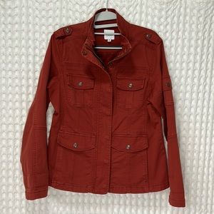 Women’s lightweight jean jacket M. Beautiful terracotta color, great for fall